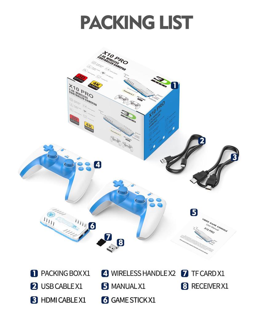 Беспроводная игровая консоль Cross X1O с двумя ручками - Поддерживает PS1, HD, ТВ