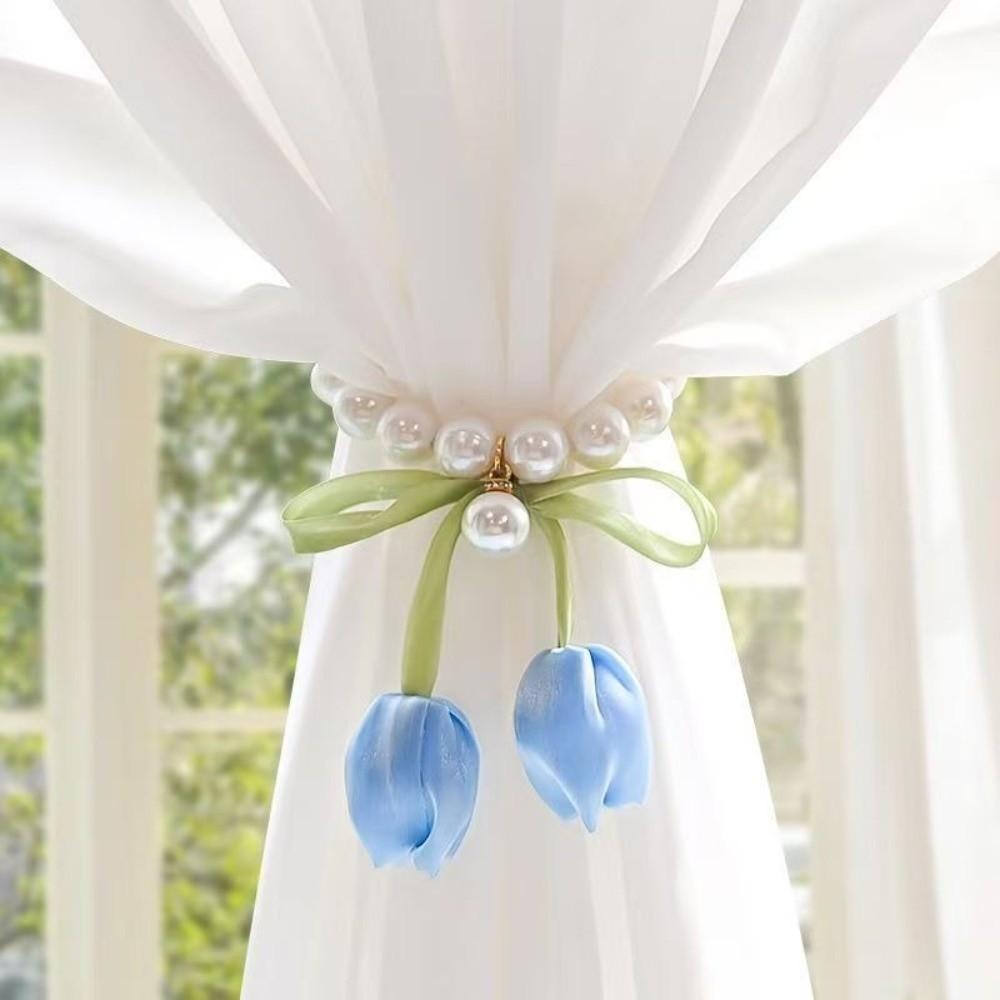 Magnetic Tulip Curtain Straps Pearl Chain Curtain Buckle Fashion Drapery Holders Wedding Room
