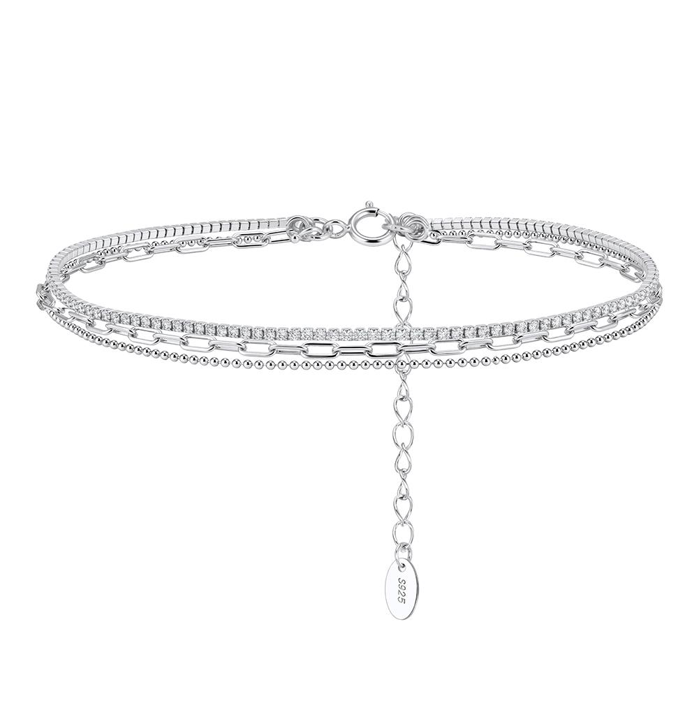 ORSA JEWELS Элегантный многослойный браслет-цепочка на щиколотку из стерлингового серебра 925 пробы для женщин, летний, сексуальный, пляжный, цепочка на ногу, ремешки на щиколотку, украшения SA104