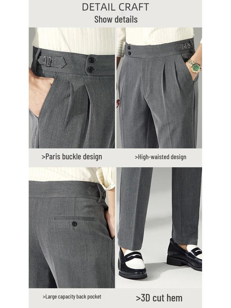 Мужские модные брюки-платья с регулируемой пряжкой «Париж», с высокой посадкой, не требующие глажки, прямого кроя