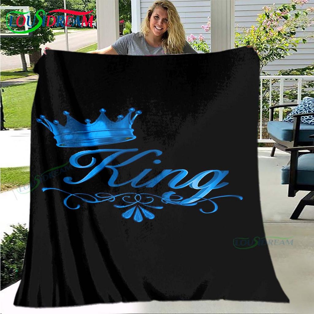 Hot Pattern KING and QUEEN Pattern Blanket Flannel Thin Blanket Portable Home Travel Office Lunch Break Blanket Birthday Gift