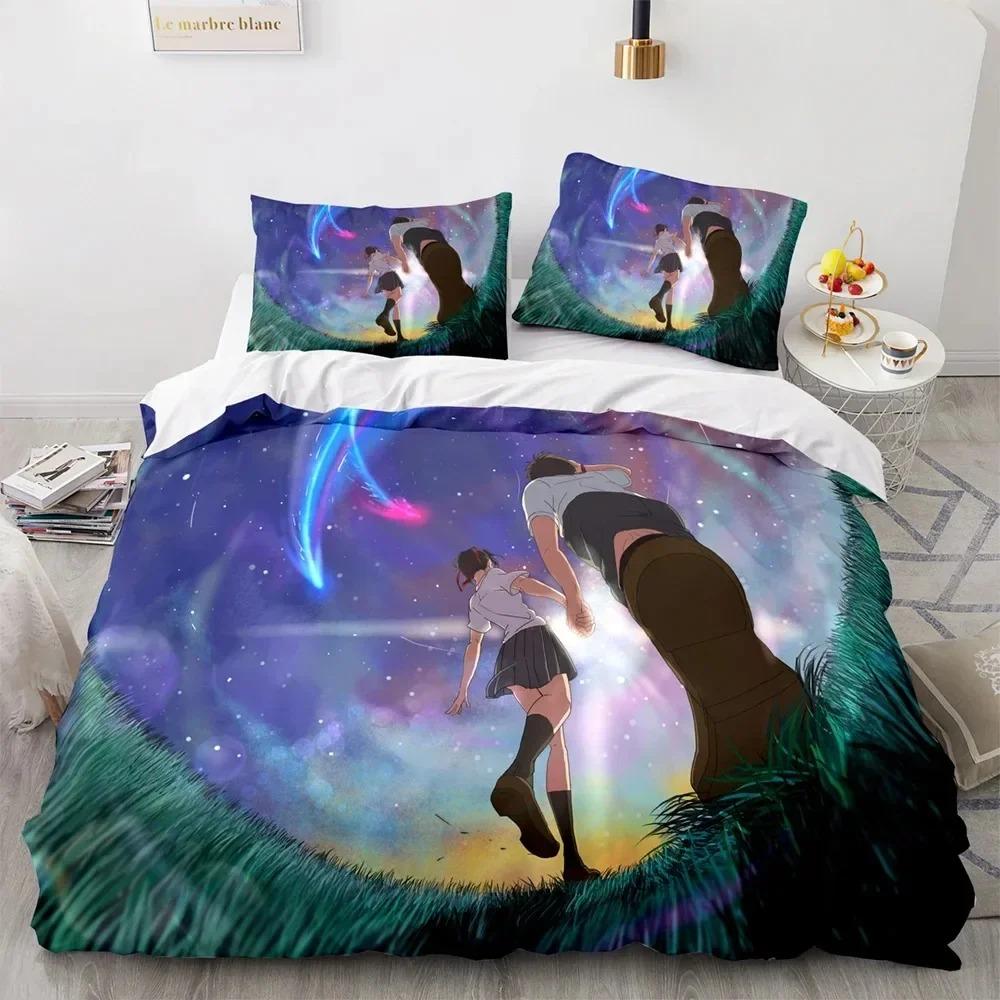 Anime Your Name Luxury Bedding CollectionDuvet Cover Comforter Bed Collection Quilt Cover PillowcaseKing Queen Twin Size Boys Girls Adultse