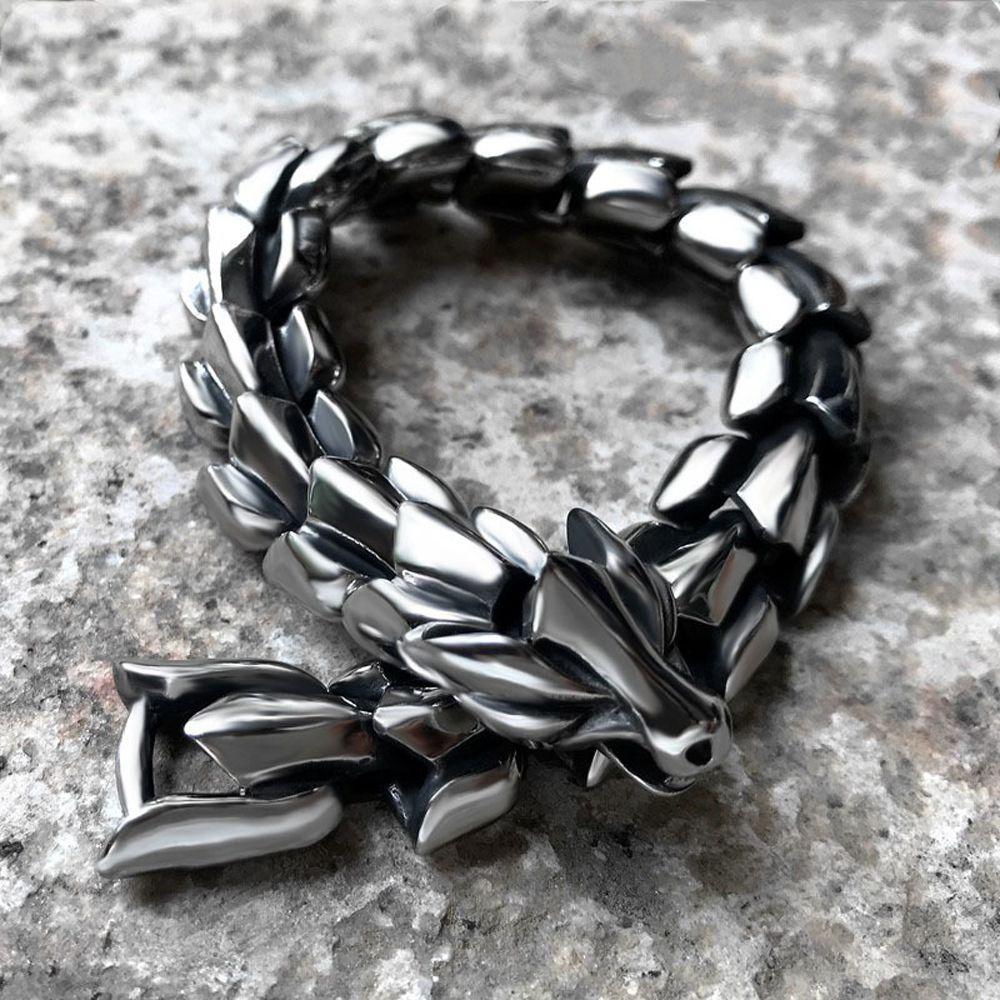 Silver Fashion Men's Jewelry Chain Bracelet Teenager jewelry Gold Dragon Bracelet Men's Accessories