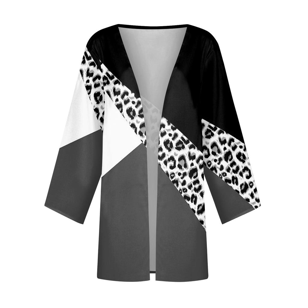 Women's Casual Fashion Caot Retro Printed Lightweight Medium Length Jacket Cardigan