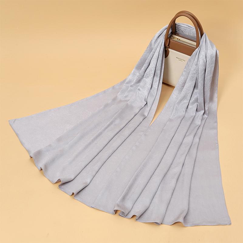 Fashion Design Classic Shiny Silk Scarf Women Soft Hijab Solid Color Handband Shawls Wraps Muslim Scarves Stole