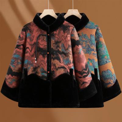 Новая зимняя одежда для людей среднего и пожилого возраста, плюшевые утолщенные куртки, модные мамы, шубы, бабушкина одежда в национальном стиле