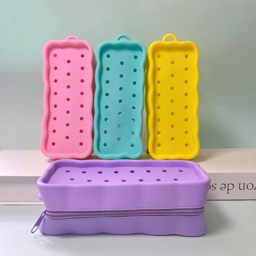 DIY Silicone Hole Pen Bag Large Capacity Pencil Case New Student Stationery Bag