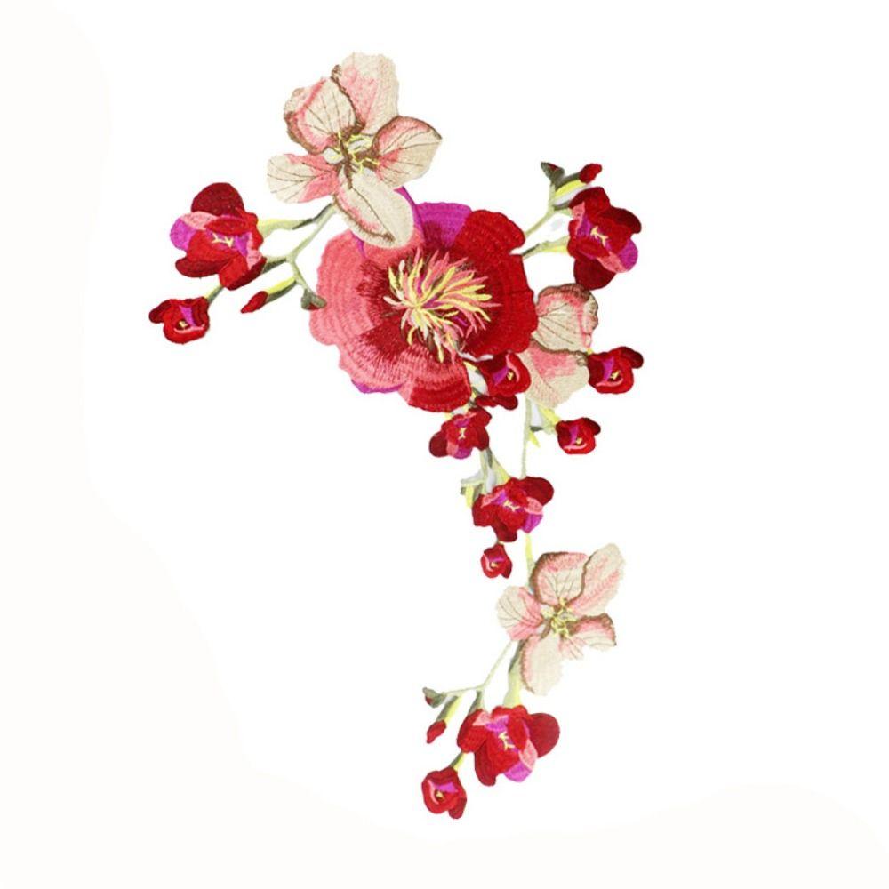 Большой размер вышитые нашивки с цветком пиона, нашивки для одежды с цветком пиона, аппликация для одежды, шитье