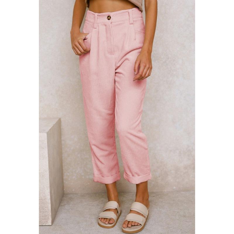 GMXIA Женские модные повседневные однотонные брюки с высокой талией и капри с принтом