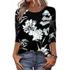 Женская модная повседневная свободная футболка с круглым вырезом и рукавами 3/4 с принтом, женский топ