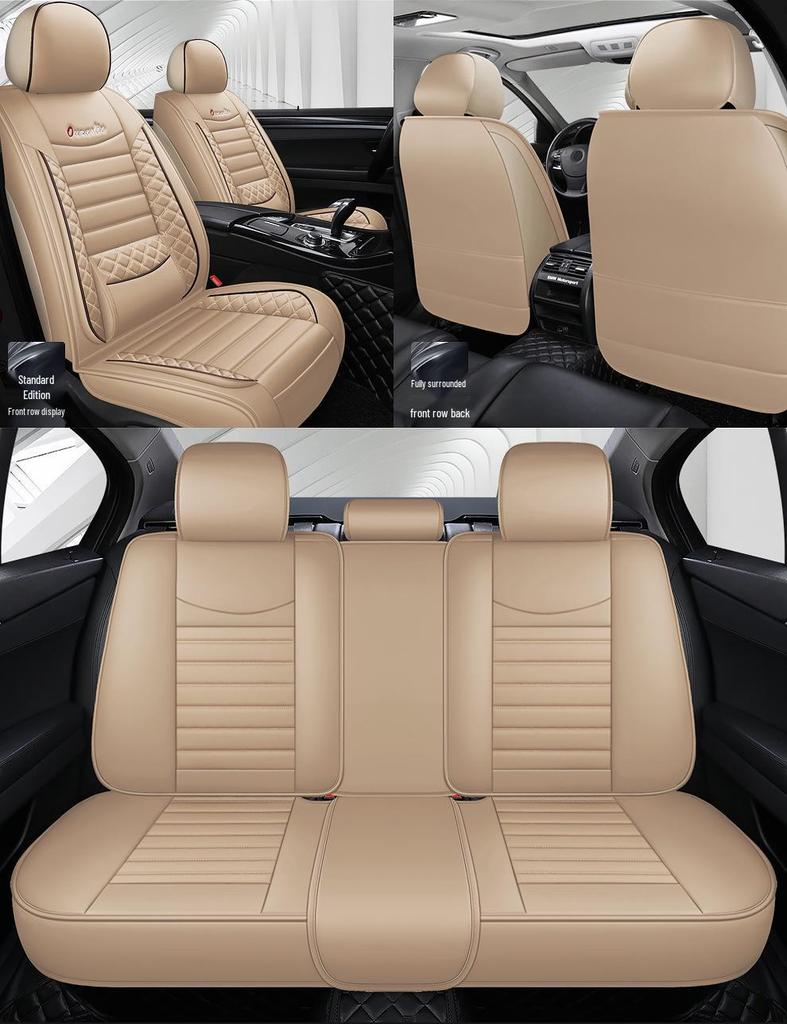 2022 All-Season Full Leather Car Seat Cushion with Fixed Waist Design