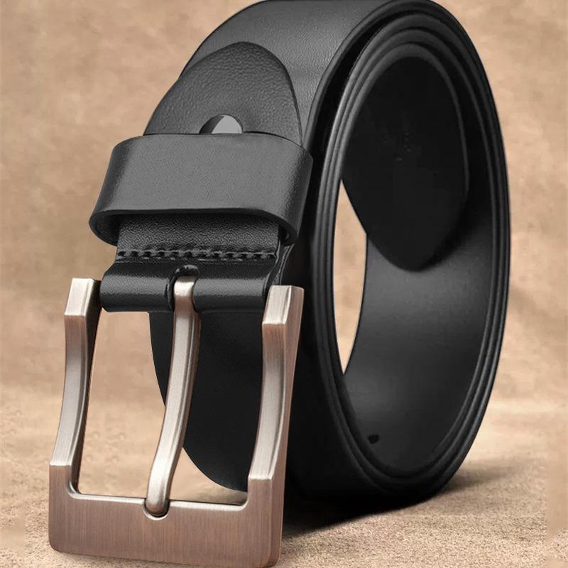 Ретро ремень из коровьей кожи Мужской ремень с пряжкой-штифтом Повседневный деловой Трендовый мужской простой кожаный ремень