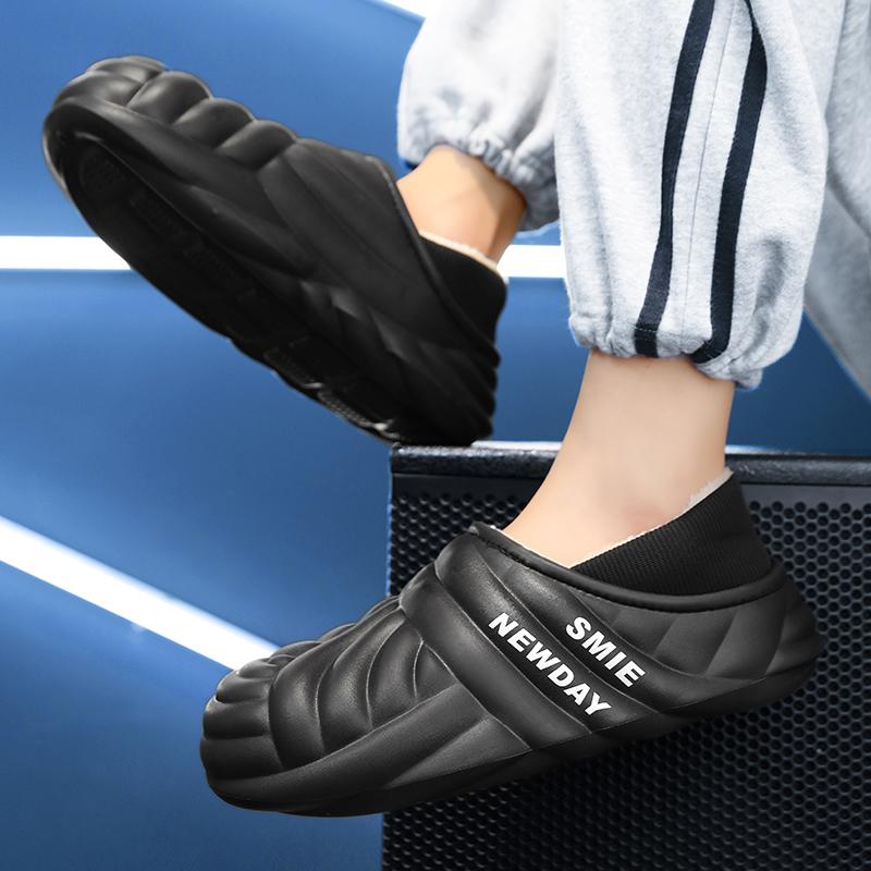 Теплая зимняя хлопковая обувь, женские теплые меховые домашние тапочки, нескользящие плюшевые тапочки из ЭВА, домашние тапочки для пар с толстой подошвой, шлепанцы