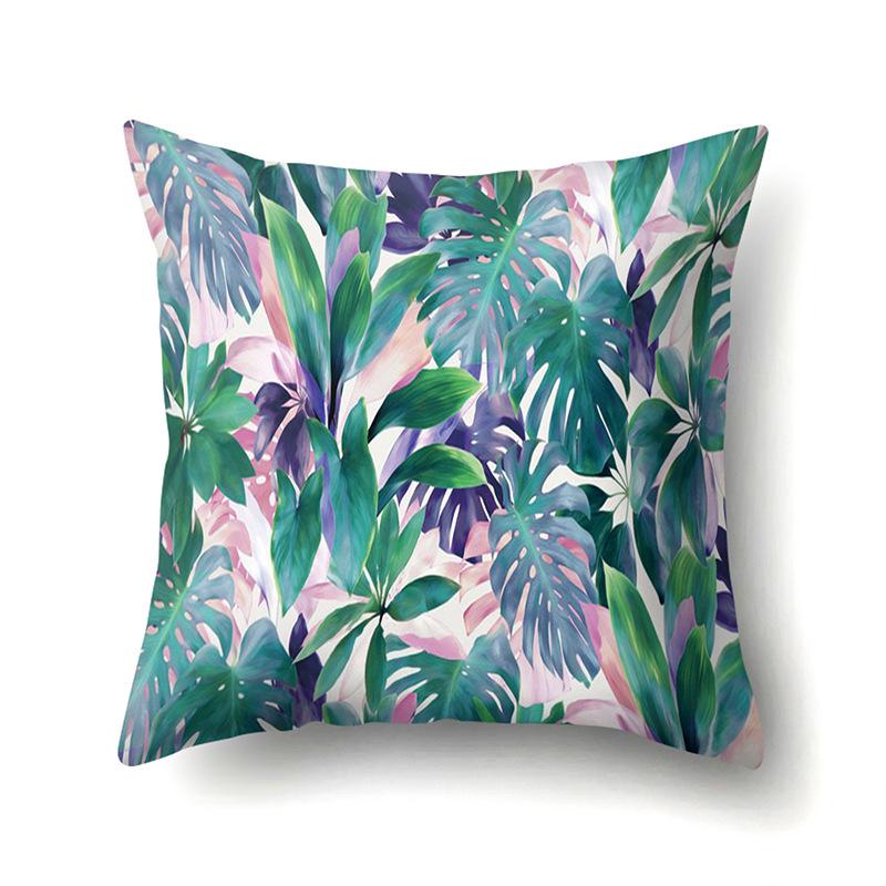 Polyester Pillowcase Ins Style Plant Flowers Nordic Printed Peach Leather Velvet Cushion Cover Sofa Waist Cushion Cover