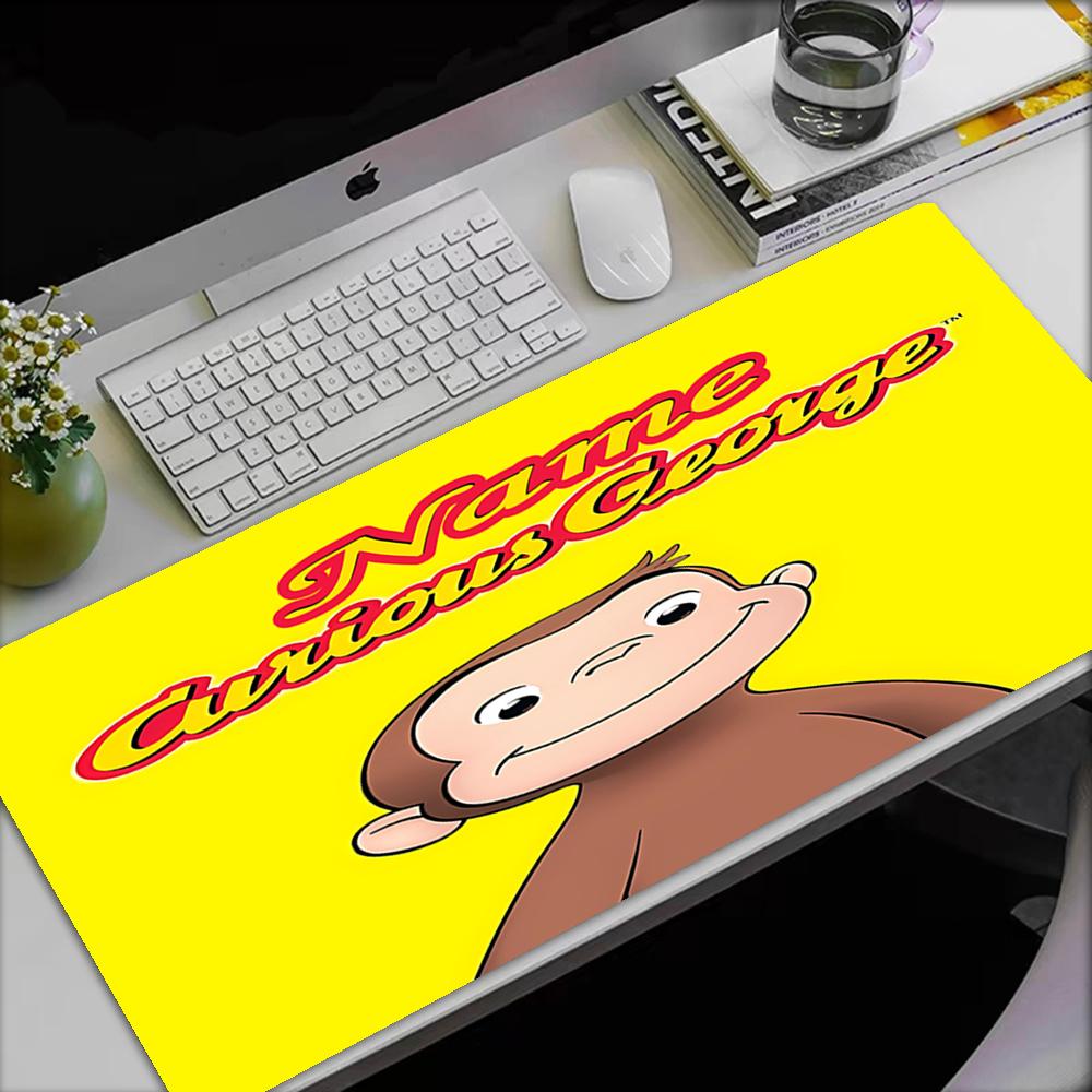 Custom Name Curious George Theme Mouse Pad, Non Slip Rubber Base, Multifunctional Office & Home Decor, Perfect for Workspace Personalization.