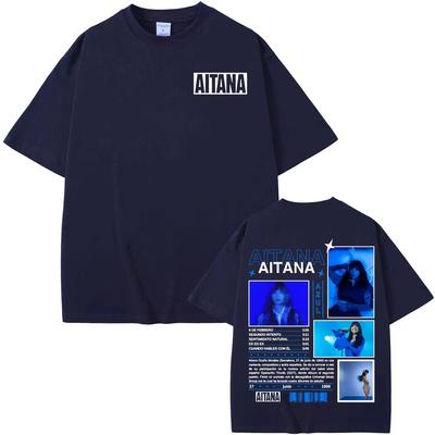 Певица Aitana Azul Графические футболки с изображением из альбома и тура Мужские Женские Харадзюку Винтажная Футболка Летний Топ Хлопковые Футболки Высокого Качества