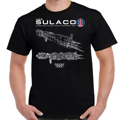 Футболка с изображением десантного корабля класса «Конестога» USS Sulaco. Новая футболка с коротким рукавом и круглым вырезом из 100% хлопка, повседневный мужской топ
