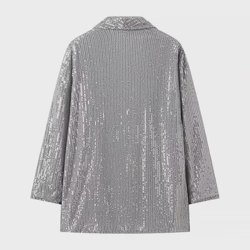 2024 Spring Women's Sequined Blazer & Straight Pants Set