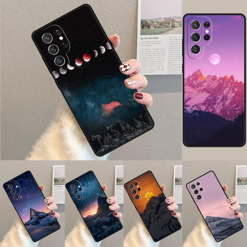 Силиконовый чехол для телефона Samsung Galaxy note 10 pro S26 S25 S24 S23 S22 S21 Plus S25Ultra с рисунком Мраморная гора и Луна Capa Cover