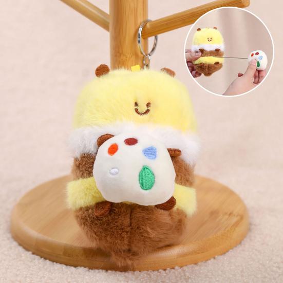 Cute Honey Bee Plush Doll Pendant for Couples Soft Stuffed Animal Keychain Funny Birthday