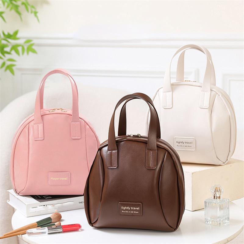 Дорожная косметичка большой вместимости, портативная кожаная косметичка с ручкой-органайзером, многофункциональная водонепроницаемая косметичка