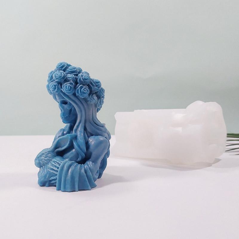 Ручная работа череп ведьма силиконовая форма ароматические гипсовые свечи украшения капля клей смола форма для украшения