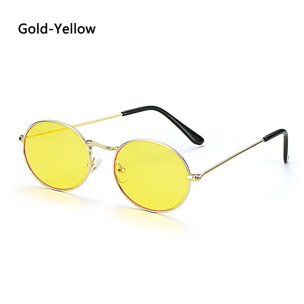 Unisex UV400 Metal Small Frame Gradient Mirror Glasses Oval Sunglasses Men's Shades Sun Glasses