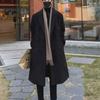 Men's Mid-Length Double-Breasted Wool Coat with Suit Collar