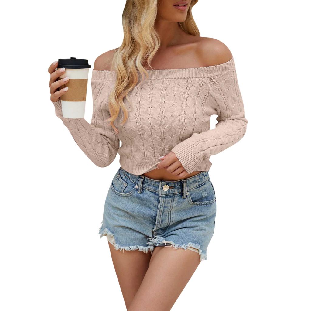 Женский модный однотонный сексуальный витой тонкий короткий вязаный кардиган на одно плечо