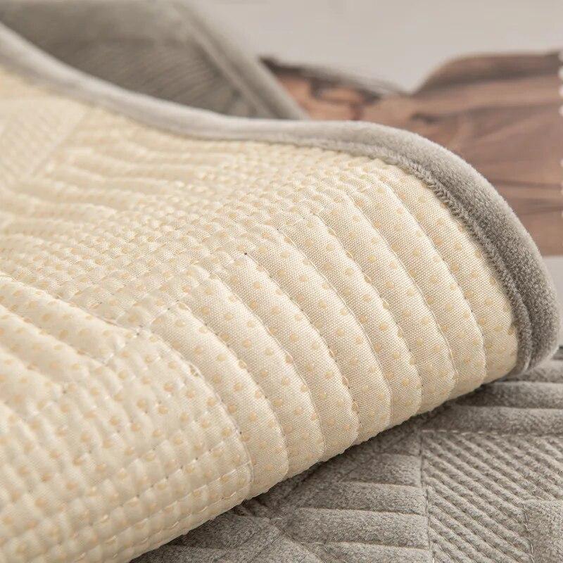 Однотонный чехол для дивана с геометрическим узором, скандинавский утолщенный плюшевый L-образный угловой чехол для полотенец для дивана, нескользящая защита для дивана для гостиной