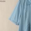 ZANZEA Женское повседневное летнее платье с отложным воротником и коротким рукавом