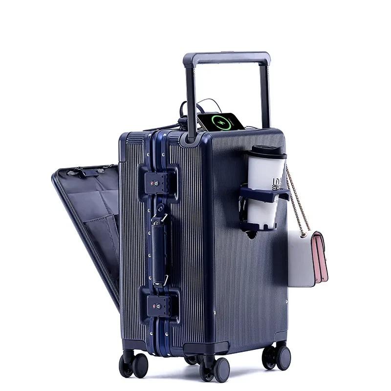 20/24 дюйма в ширину с тягой спереди открывающаяся сумка на колесиках дорожный чемодан на колесах кодовый замок чемодан на колесиках