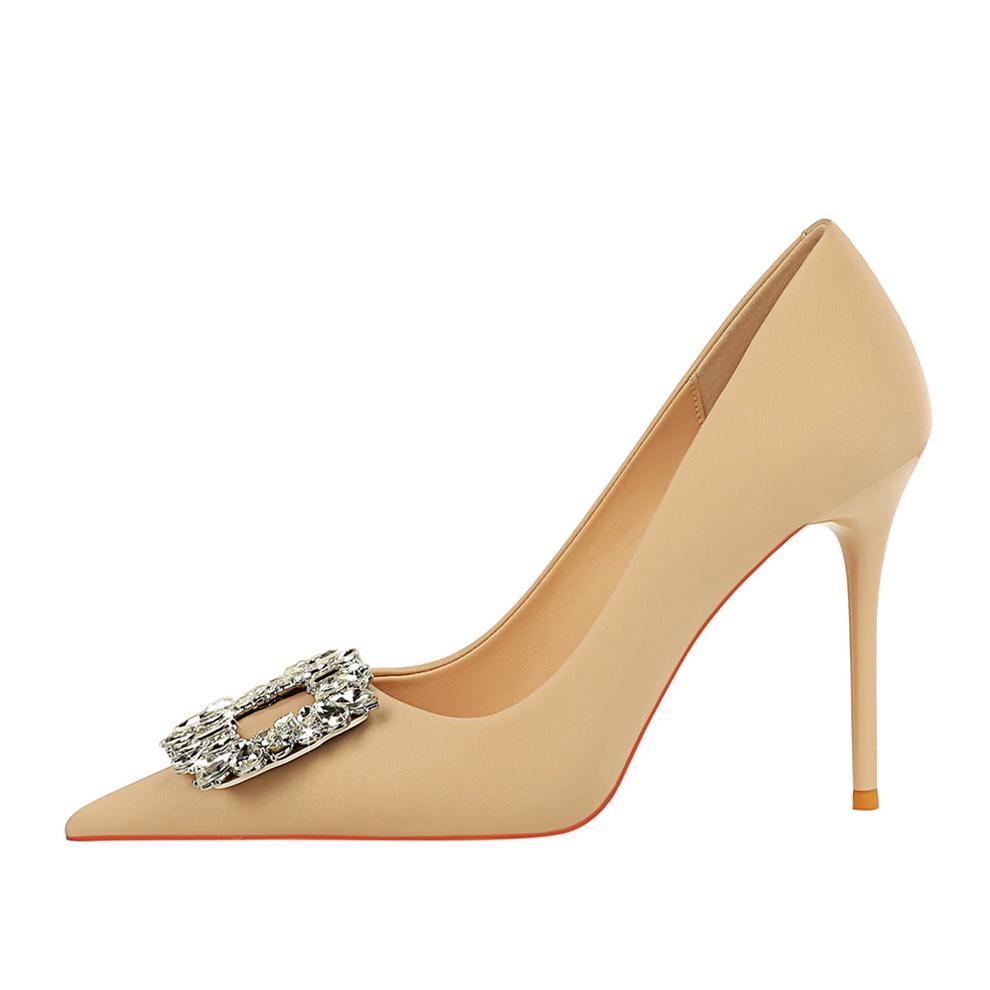 Европейская и американская модная банкетная женская обувь на высоком каблуке, тонкий каблук, супер высокий каблук, с неглубоким ртом и заостренной головкой, женские одиночные туфли с ромбовидными пуговицами