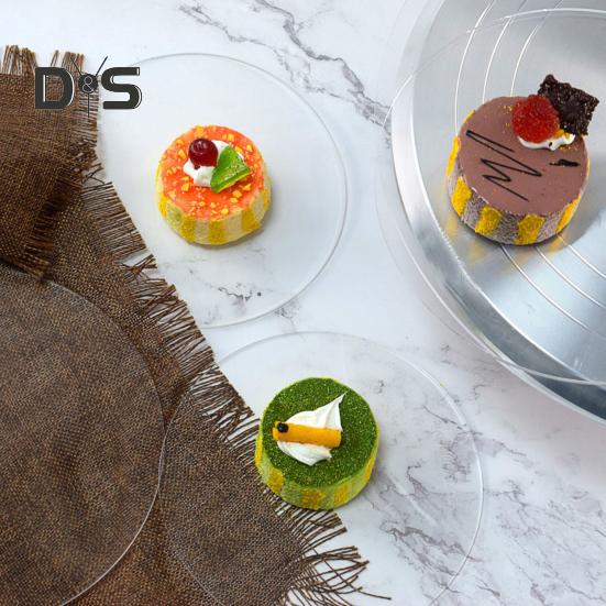 2 шт. акриловые тарелки для торта, нелипкие, прочные, универсальные, прозрачные круглые диски для торта с масляным кремом для сервировки торта