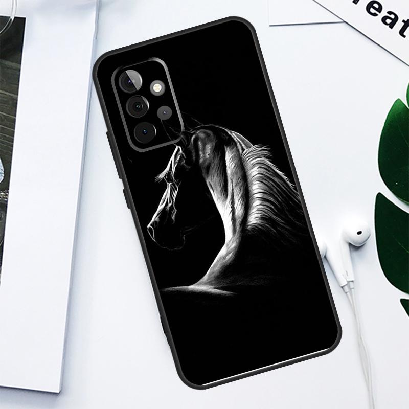 Черно-белая лошадь Для Samsung Galaxy A52 A22 A32 A54 A34 A14 A55 A35 A15 A53 A33 A13 A05 A06 A16 Чехол для телефона
