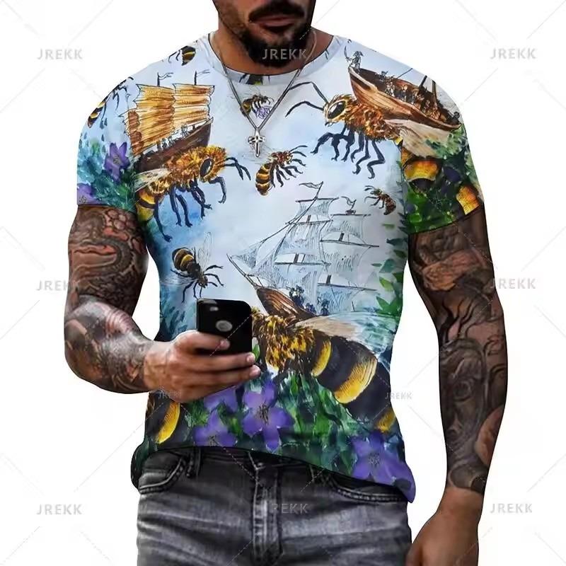 Футболка с рисунком Honeycomb Bee, модная футболка с 3D принтом, летние мужские повседневные уличные топы, футболки, женские спортивные толстовки больших размеров