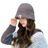 Ladies Cable Knit Bucket Hat, Sweet Versatile Knit Basin Hat, Winter Ear Protection Warm Hat, Fashion Label Decor Fisherman Cap