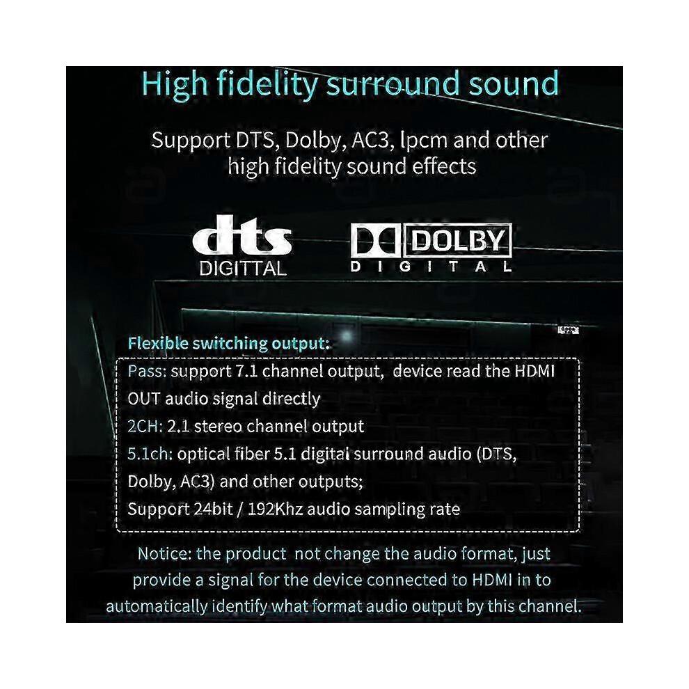 HDMI Audio Extractor HDCP CEC + Optical TOSLINK SPDIF + 3.5mm RCA Audio Converter 4K x 2K 3D HDMI Au