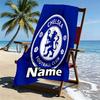 Custom Name Personalized Chelsea F.C Print Beach Towel, for Trip Camping Beach Party Home Decor, Birthday Gift for Family & Friends