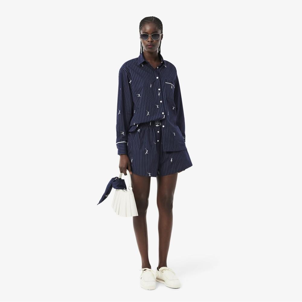 Lacoste Женская вышитая рубашка в мелкую полоску CF0586-56G525