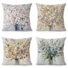 Oil Painting Style Vase Decorative Pillowcase Bedroom Living Room Square Cushion Pillowcase