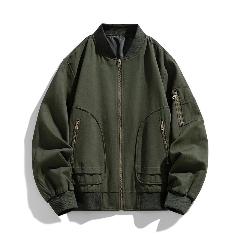 Autumn Jacket Jacket American Baseball Jersey Men's Jacket Tooling Casual Fashion Simple Solid Color Coat