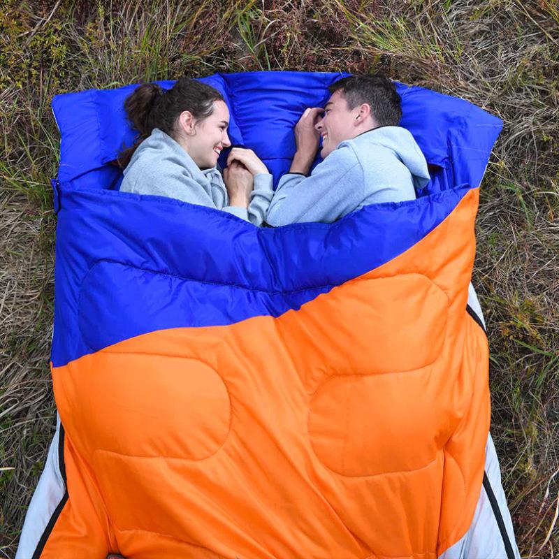 Двойной спальный мешок для пары, расширенный и утолщенный для теплого наружного спального мешка для кемпинга, домашнего обеда, отдыха для взрослых, двойной хлопковый спальный мешок