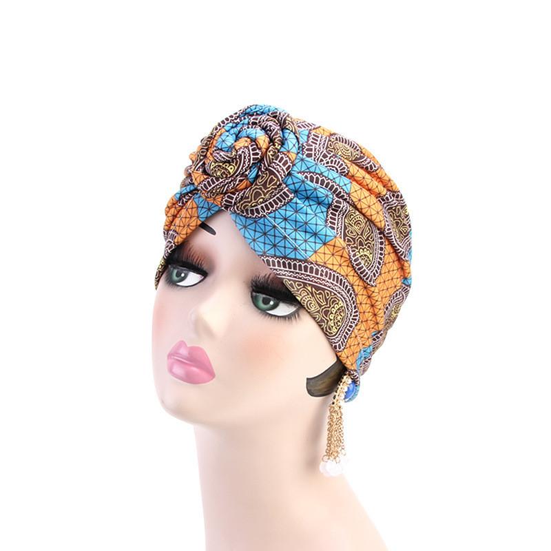 Модная шляпа African Wind Baotou Cap Vortex Knotted Turban Hat Chemo Cap Muslim Hat