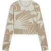 Artisanal All-Over Print Long Sleeve Drop Shoulder T-Shirt Women Tops Brown 629969-68