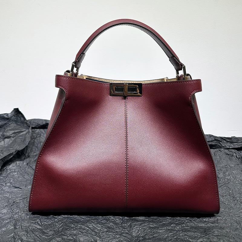 New Apricot Leather Women's Bag High-end Large Capacity Cowhide Tote Bag Handbag Single Shoulder Crossbody Cat Bag