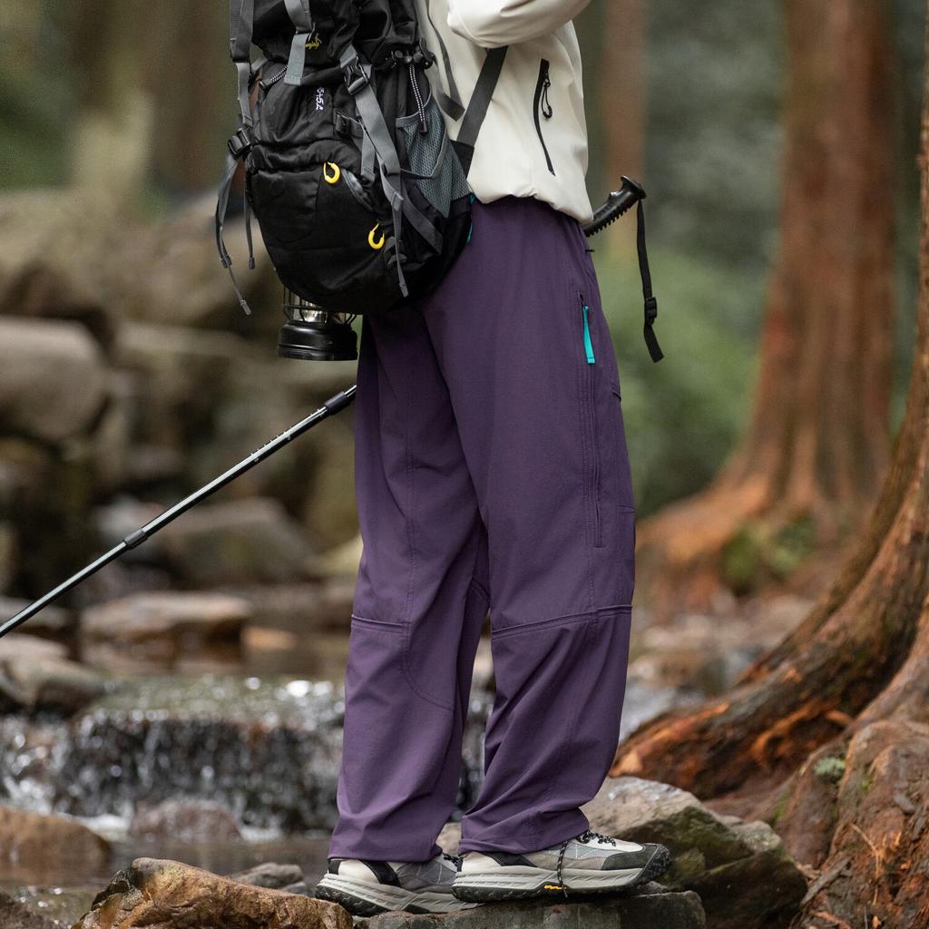 Homlean American-Style Trendy Casual Pants, Spring And Summer Outdoor Hiking Trousers, Mountain Climbing Cargo Pants HT01, Dark Purple, Size M