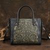 Johnature Женская сумка в стиле ретро из натуральной кожи, роскошная сумка большой емкости, сумки на плечо ручной работы из воловьей кожи с резьбой