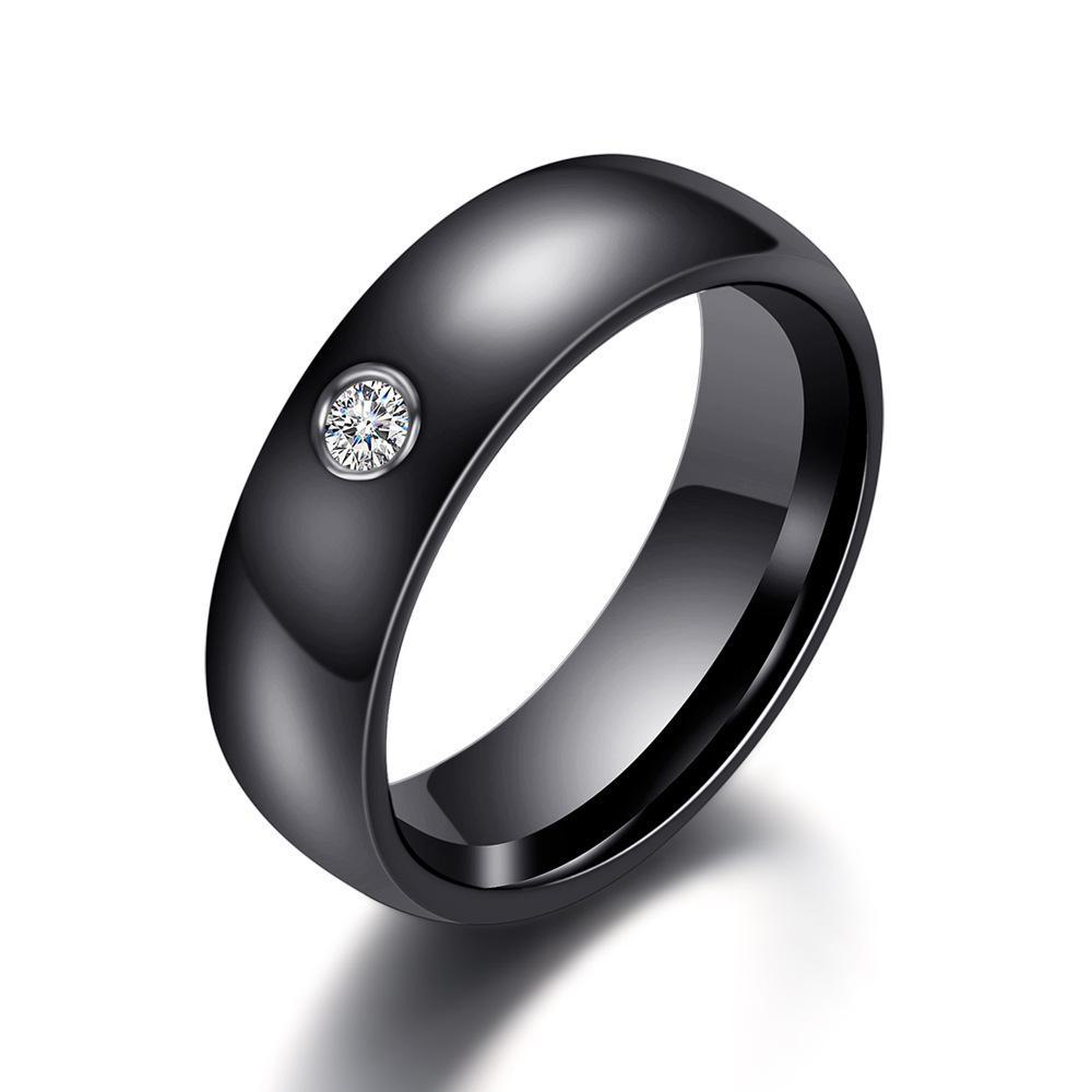 Black and White Ceramic Diamond Ring - Fashion Trend for Couples