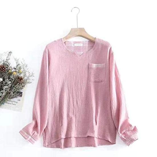 Checkered Soft Comfortable to the Perfect Gift for Day Size Women's Pajamas, Spring/Summer/Autumn/Winter, 100% Cotton, Pattern, V-Neck, Gauze, Touch,